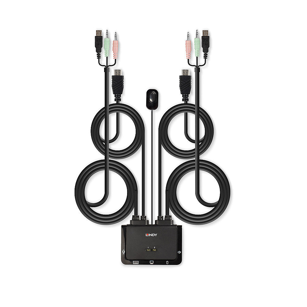 Lindy 2 Port HDMI 4K30, USB 2.0 and Audio Cable KVM Switch
