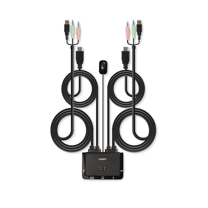 Lindy 2 Port HDMI 4K30, USB 2.0 and Audio Cable KVM Switch