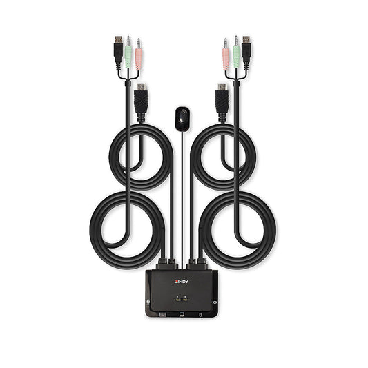 Lindy 2 Port HDMI 4K30, USB 2.0 and Audio Cable KVM Switch