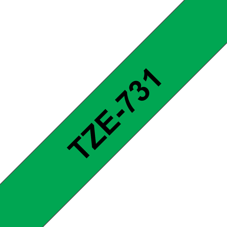 Brother TZE-731 DirectLabel black on green Laminat 12mm x 8m for Brother P-Touch TZ Labels