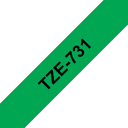 Brother TZE-731 DirectLabel black on green Laminat 12mm x 8m for Brother P-Touch TZ Labels
