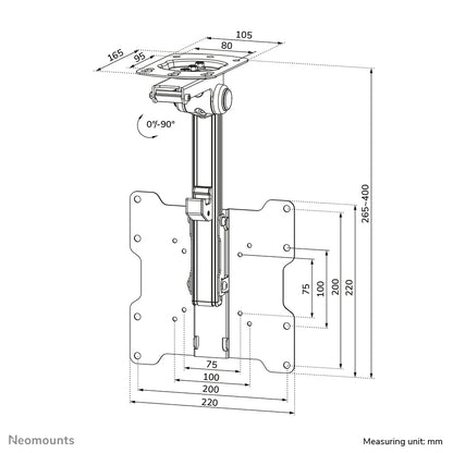 Neomounts FPMA-C020BLACK Monitor/TV mount ceiling 10-40" - h 26,5-40 cm