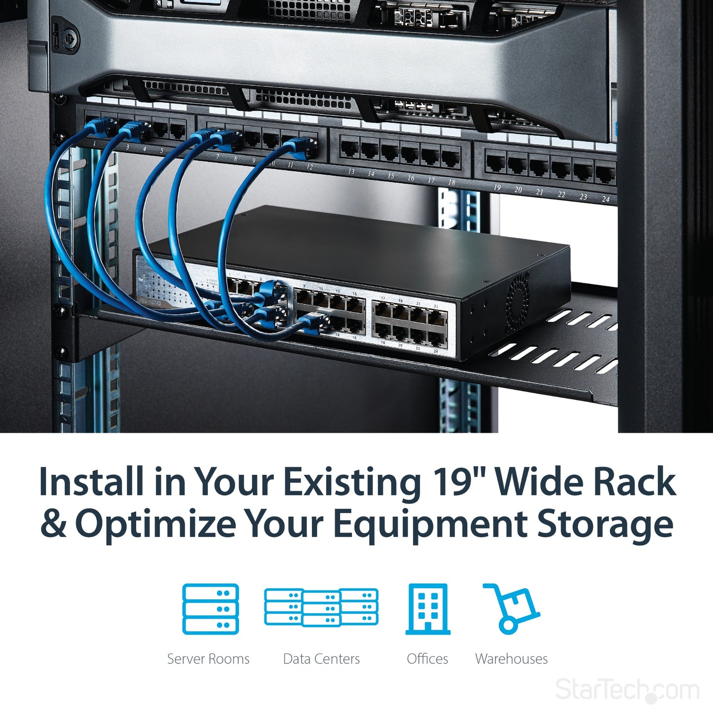 StarTech.com 1U Server Rack Shelf - Universal Vented Rack Mount Cantilever Tray for (HELFV1U)