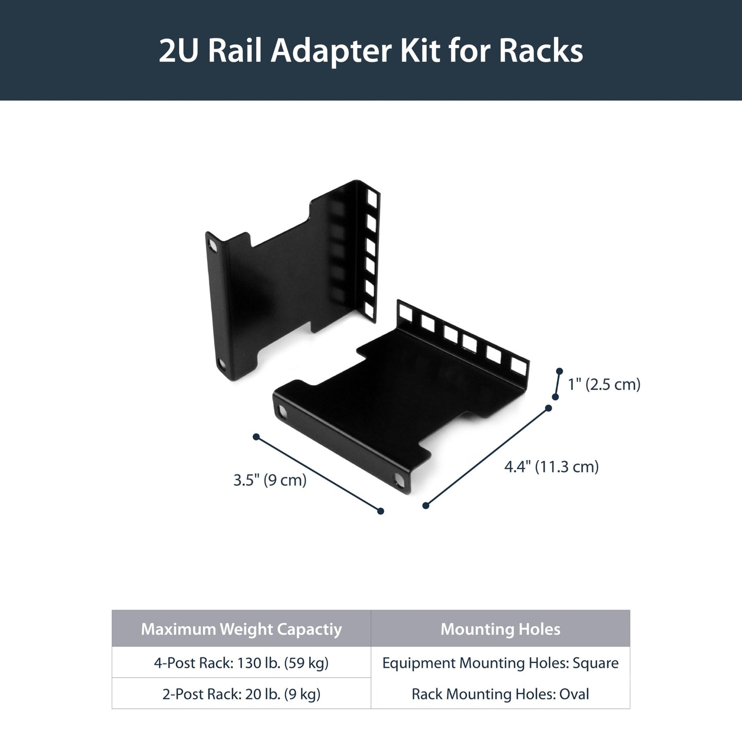 StarTech.com Server Rack Depth Extender - 2U - 4in / 10 cm - TAA Compliant