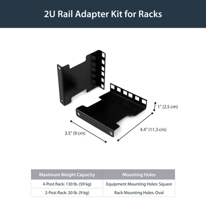 StarTech.com Server Rack Depth Extender - 2U - 4in / 10 cm - TAA Compliant