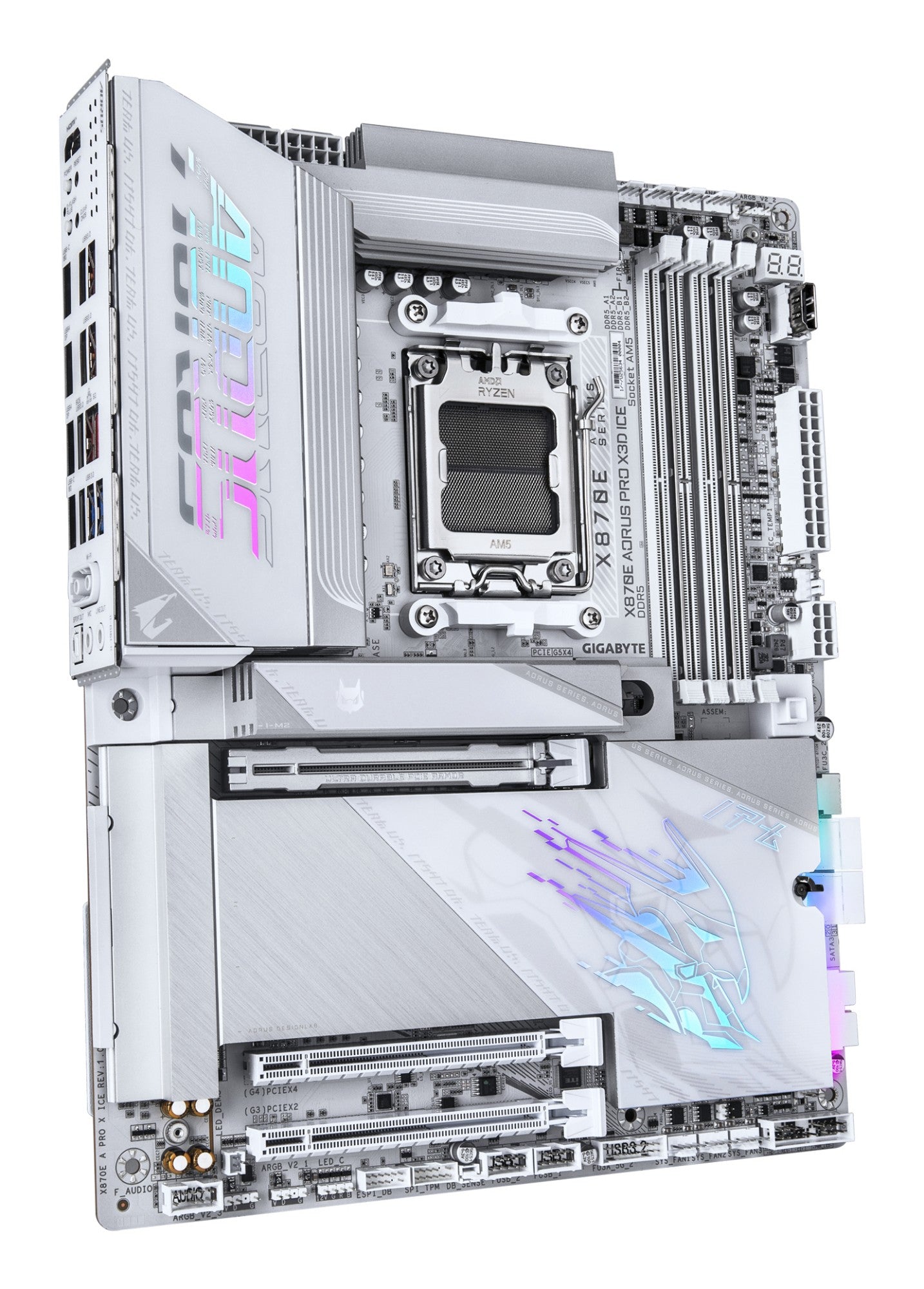 Gigabyte X870E AORUS PRO X3D ICE Motherboard - Supports AMD Ryzen 9000 CPUs, 18+2+2