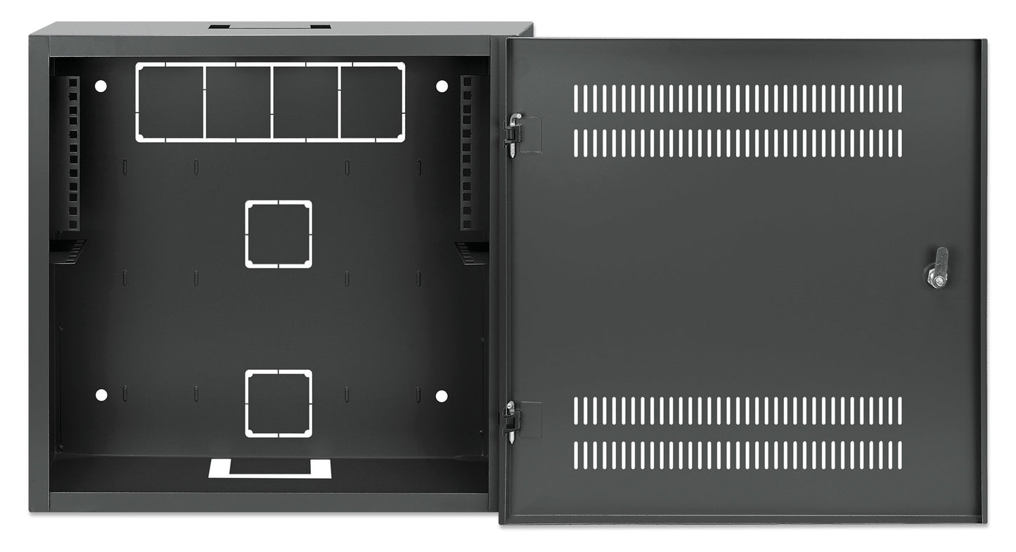 Intellinet Low-Profile 19" Wall Mount Cabinet with 4U Horizontal and 2U Vertical Rack (Black)