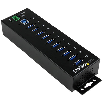 StarTech.com 10-Port USB 3.0 Hub - 5Gbps - Metal Industrial USB-A Hub with ESD &